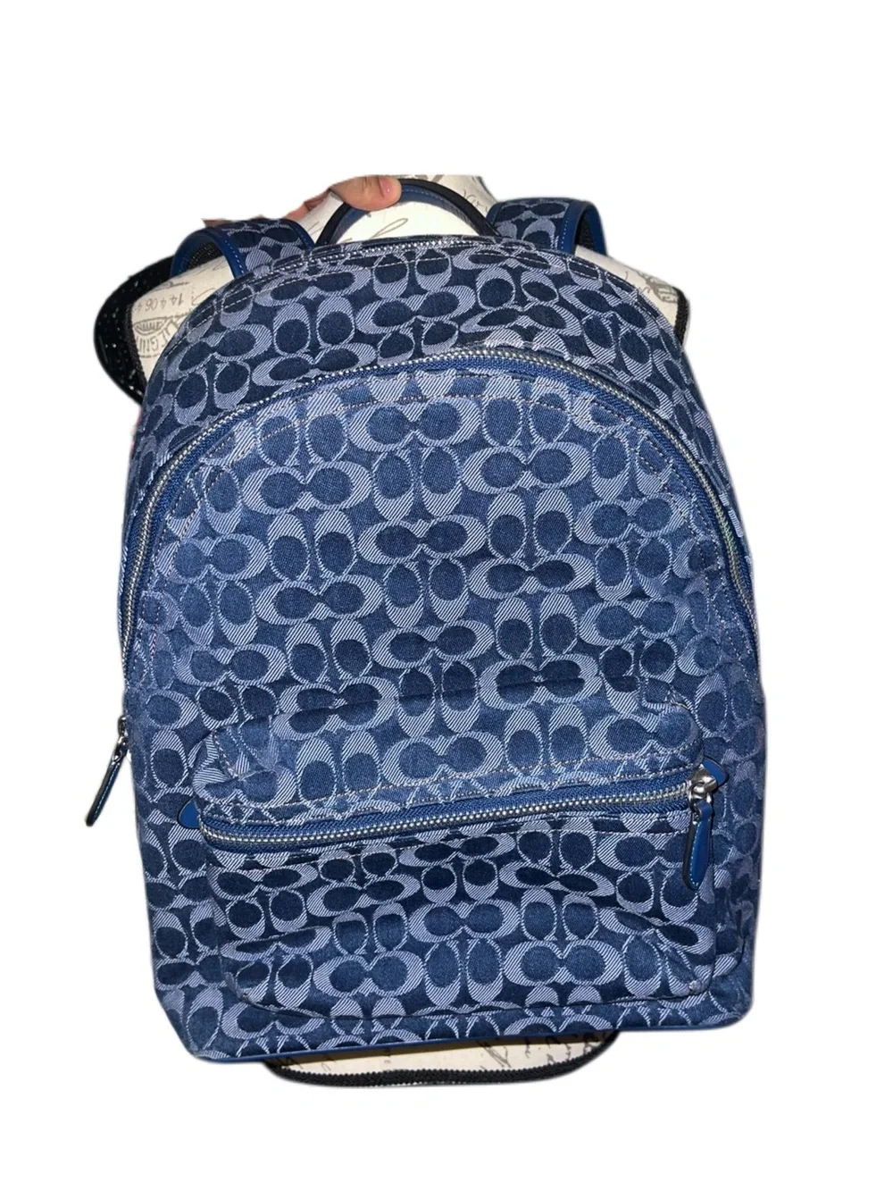 Coach Navy Signature Jacquard Men's Backpack